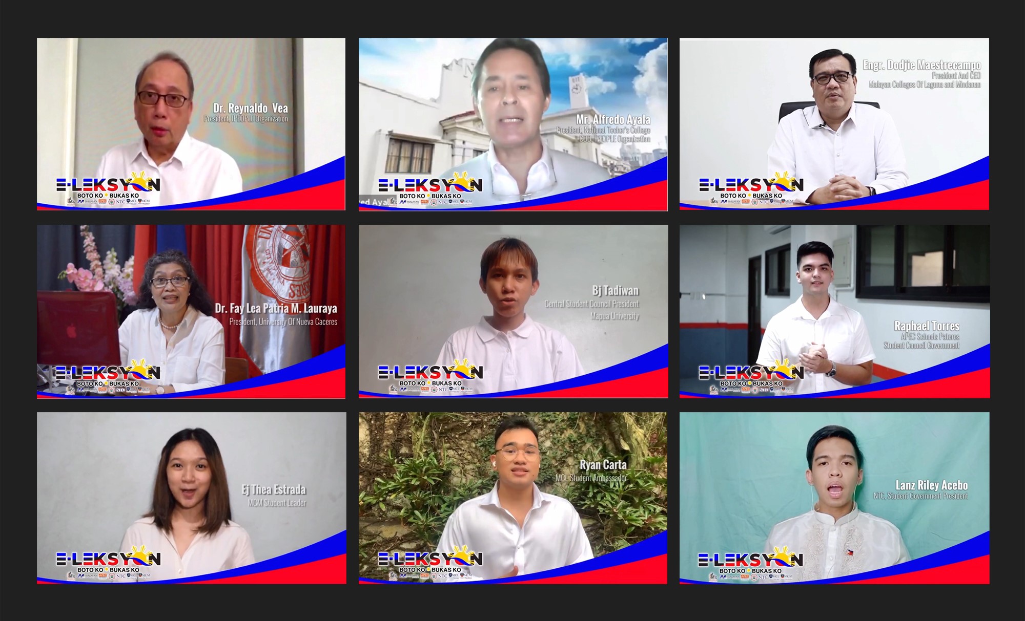 iPeople schools' administrators and students in the Manifesto video signifying their intent to become responsible voters during the "E-Leksyon: Boto Ko, Bukas Ko" campaign’s online launch.